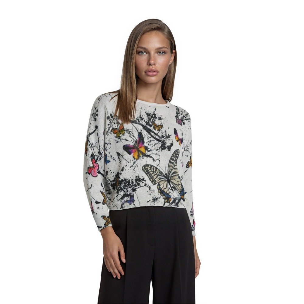 Luisa‎ Ricci Italy Knit Sweater Top Women's Size Small White Butterfly Dolman